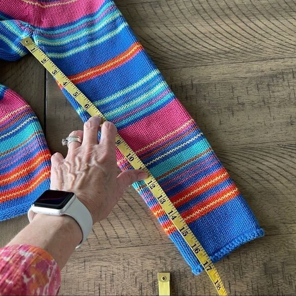 Lauren by Ralph Lauren Bright Colored Cotton Striped Sweater - Large - Picture 8 of 10